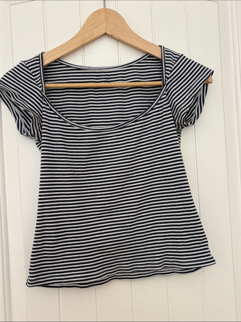 Brandy Melville Navy & White Striped Scoop Neck Tee